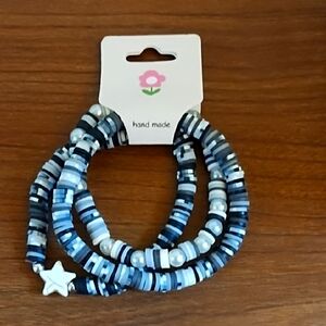 Black clay bead bracelet set